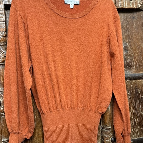 Toccin x Rent the Runway Brown Spice Balloon Sleeve Sweater Dress Size Small - Picture 10 of 14